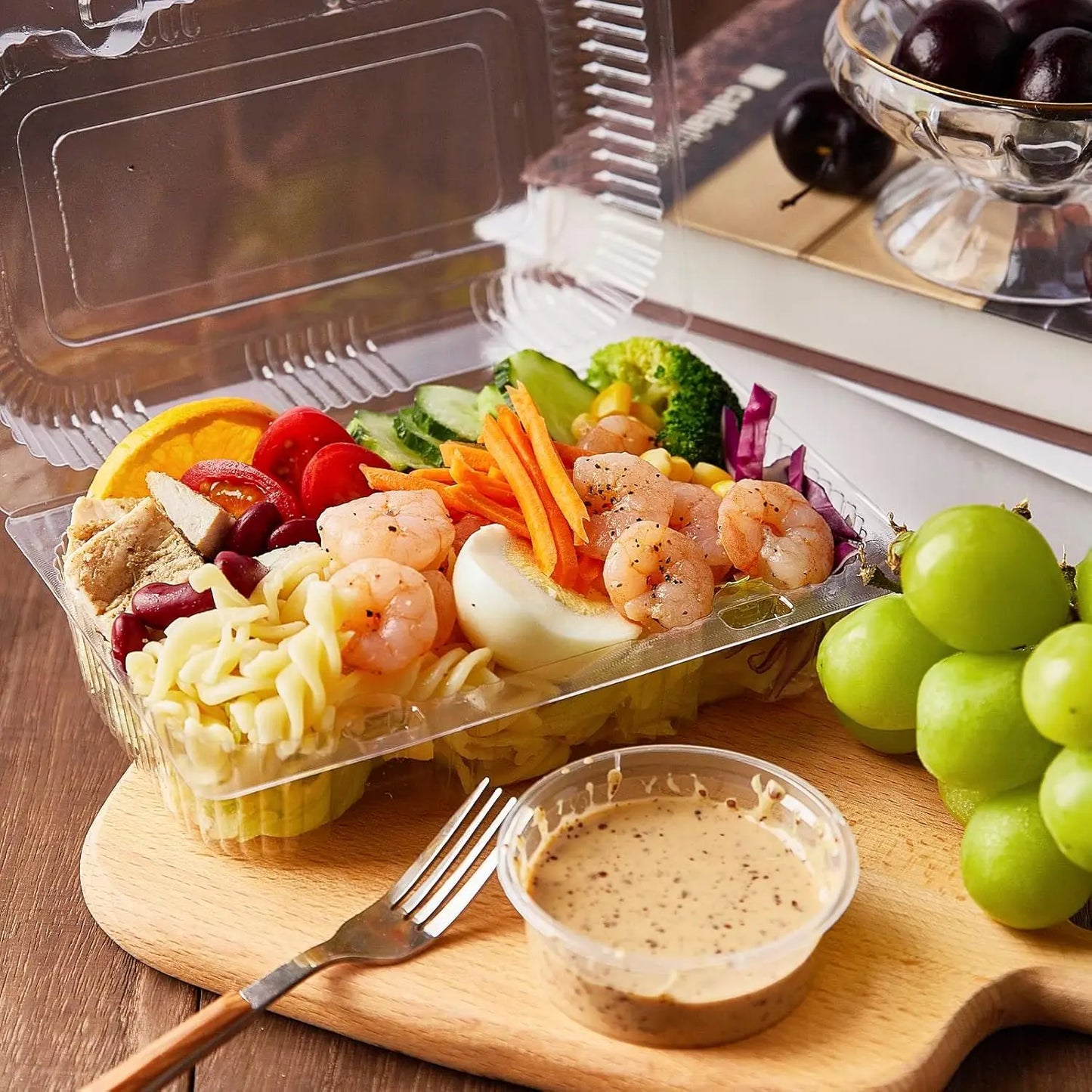 High Quality Plastic Clamshell Hinged Takeout Food Containers
