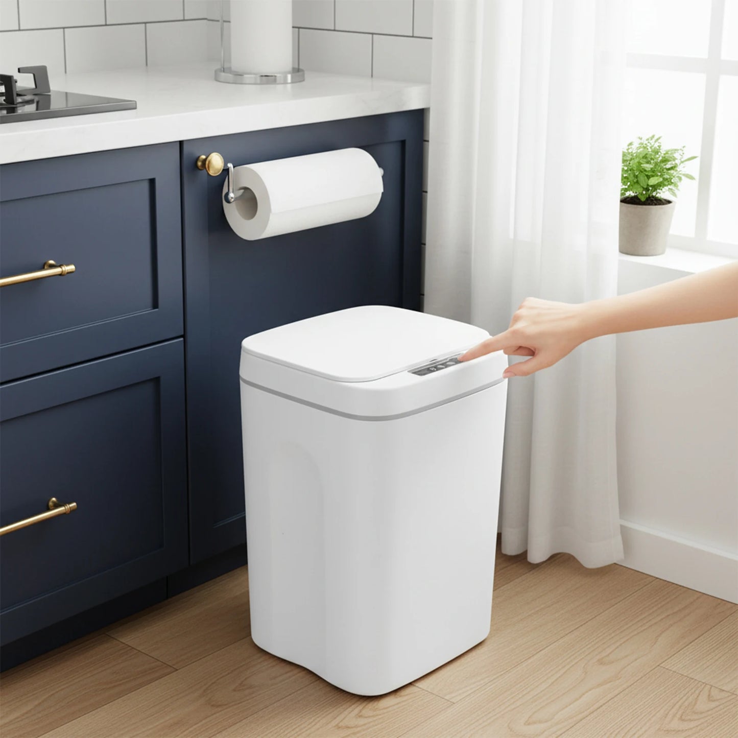Bymaocar Intelligent Sensor Trash Can Touchless PP Waterproof IPX5