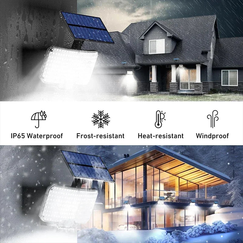 Solar Motion Sensor Outdoor Light LED Garden Wall Lamp IP65 Waterproof 3 Modes