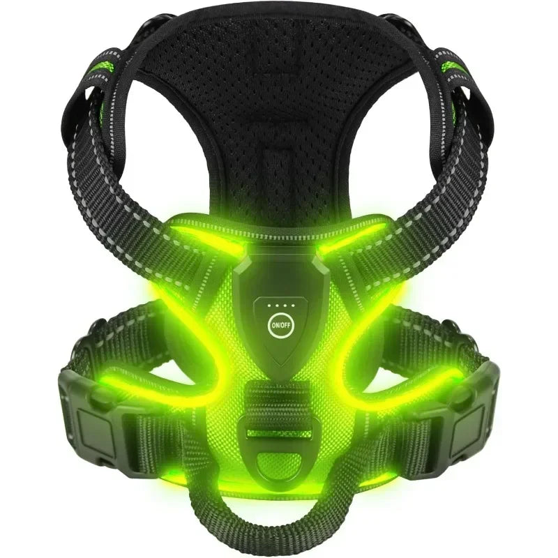 Led Luminous Dog Harness Rechargeable No Pull Adjustable Vest For Dogs