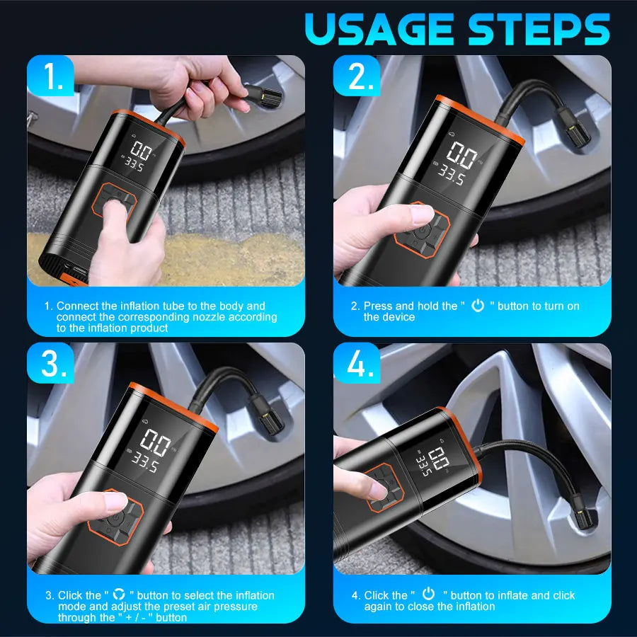 Belibuy Portable Air Compressor 150 PSI Dual Cylinder Tyre Inflator