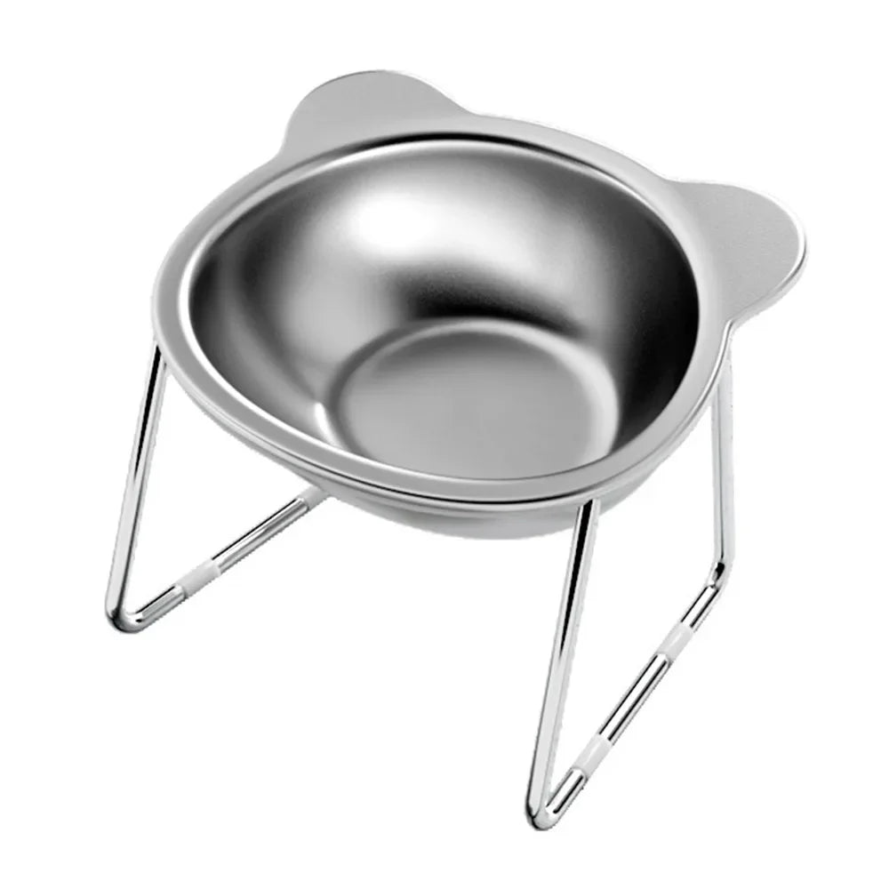 304 Stainless Steel Raised Cat Bowl With Tilted Neck