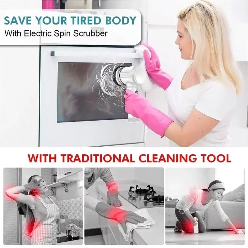 Wireless Handheld Electric Cleaning Brush For Dishes Pots Pans