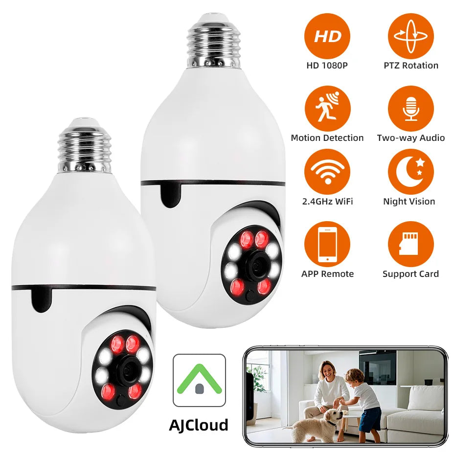 Fuers E27 Bulb Security Camera AI Tracking Two Way Audio