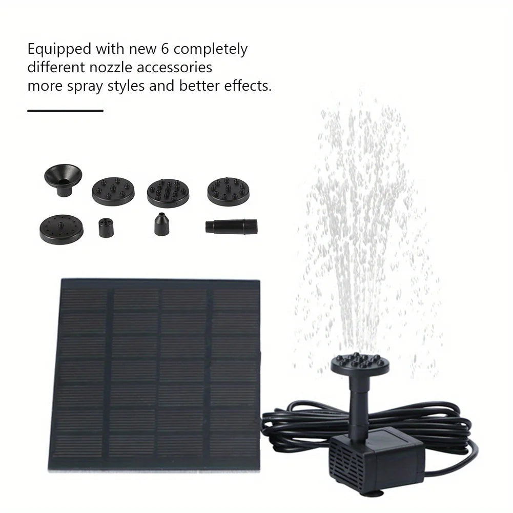Solar Fountain With Six Nozzles Floating Water Pump For Gardens