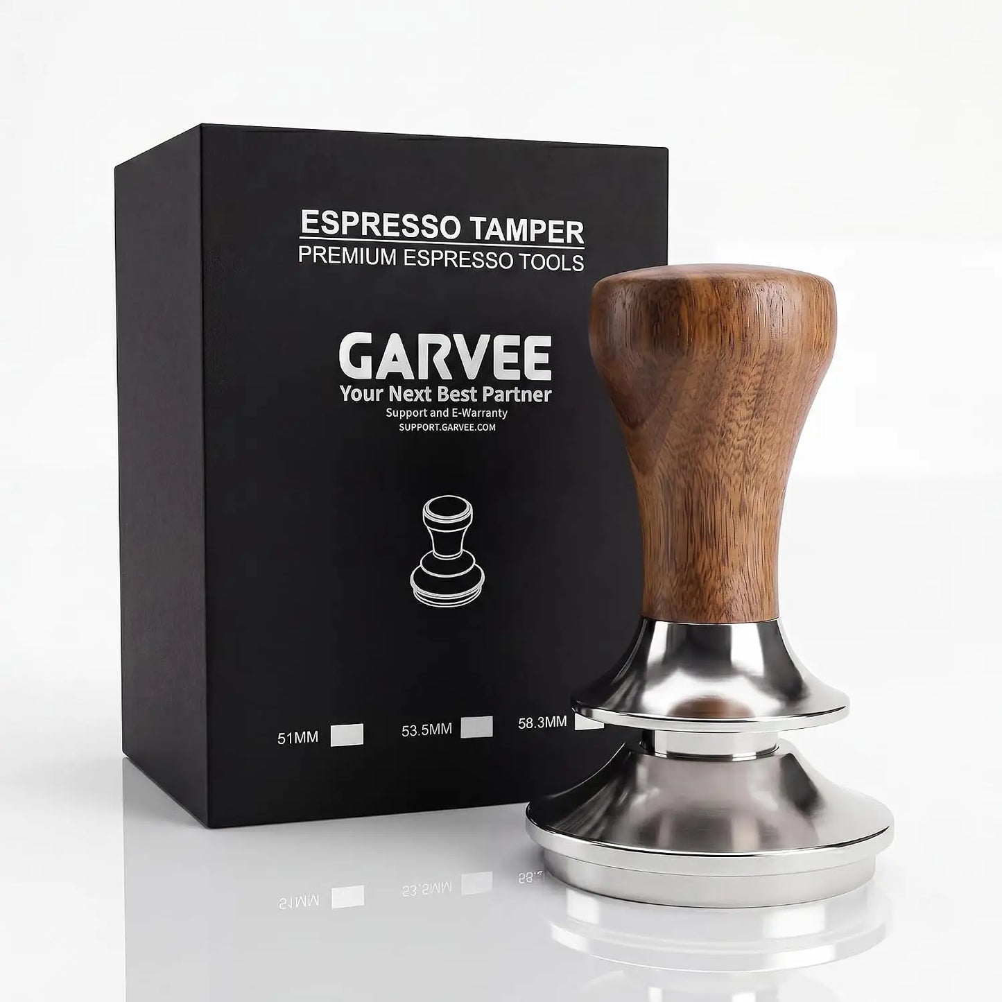 51mm 58mm Espresso Tamper with Wood handle & Ripple Base | Wood Handle, Ripple Base