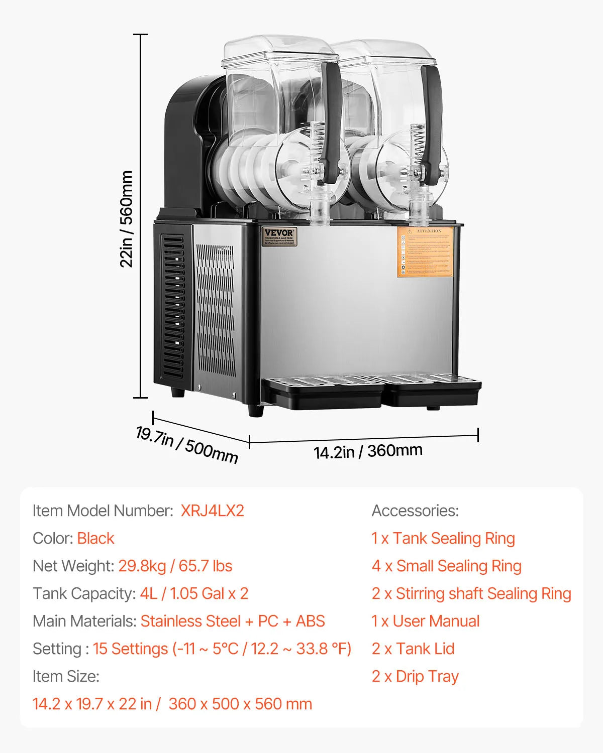 VEVOR Dual Tanks Slushy Machine For Margaritas And Frozen Drinks