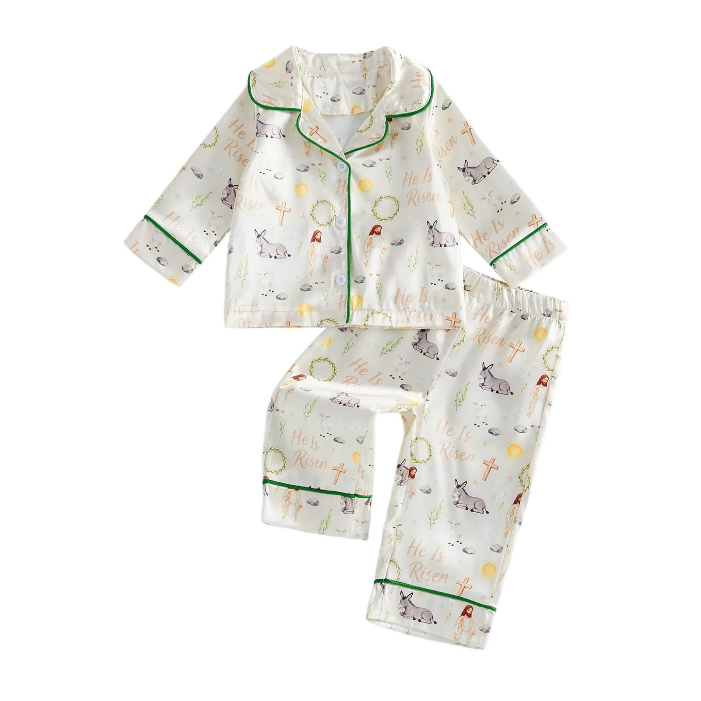 Easter Bunny Toddler Girls Pajamas Set Jesus Donkey Print