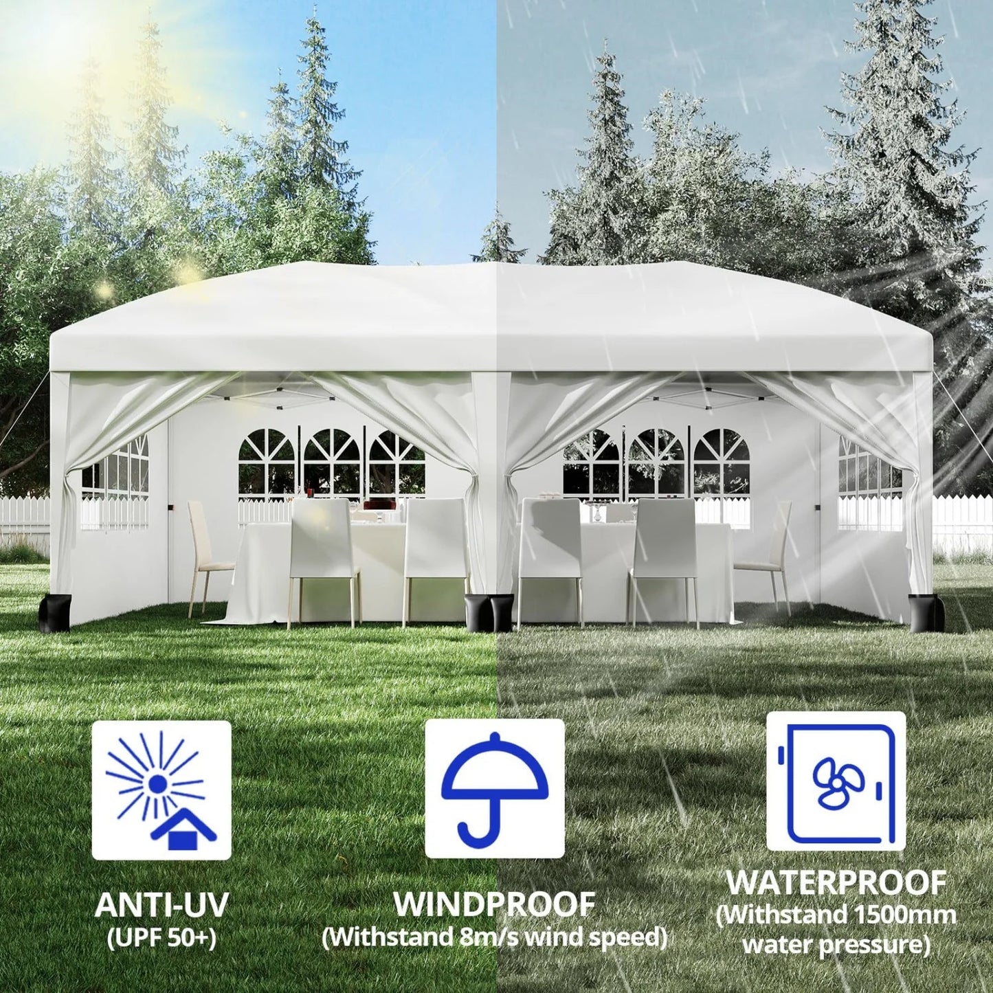 HiMISS Pop Up Canopy Tent With Removable Sidewalls Adjustable
