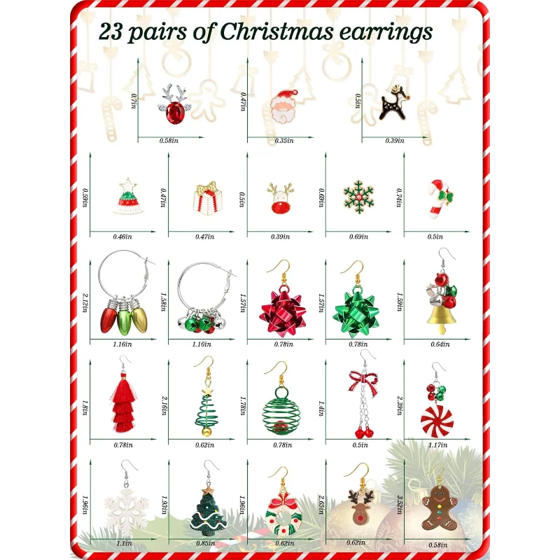 NONECN Christmas Earrings For Women Set Dangle Snowflake Bow Bells