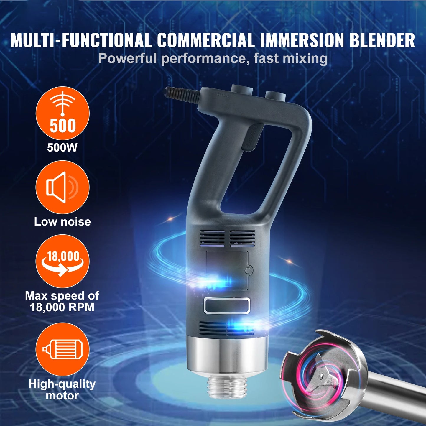 SucceBuy 500W Immersion Blender Heavy Duty Kitchen Stick Mixer