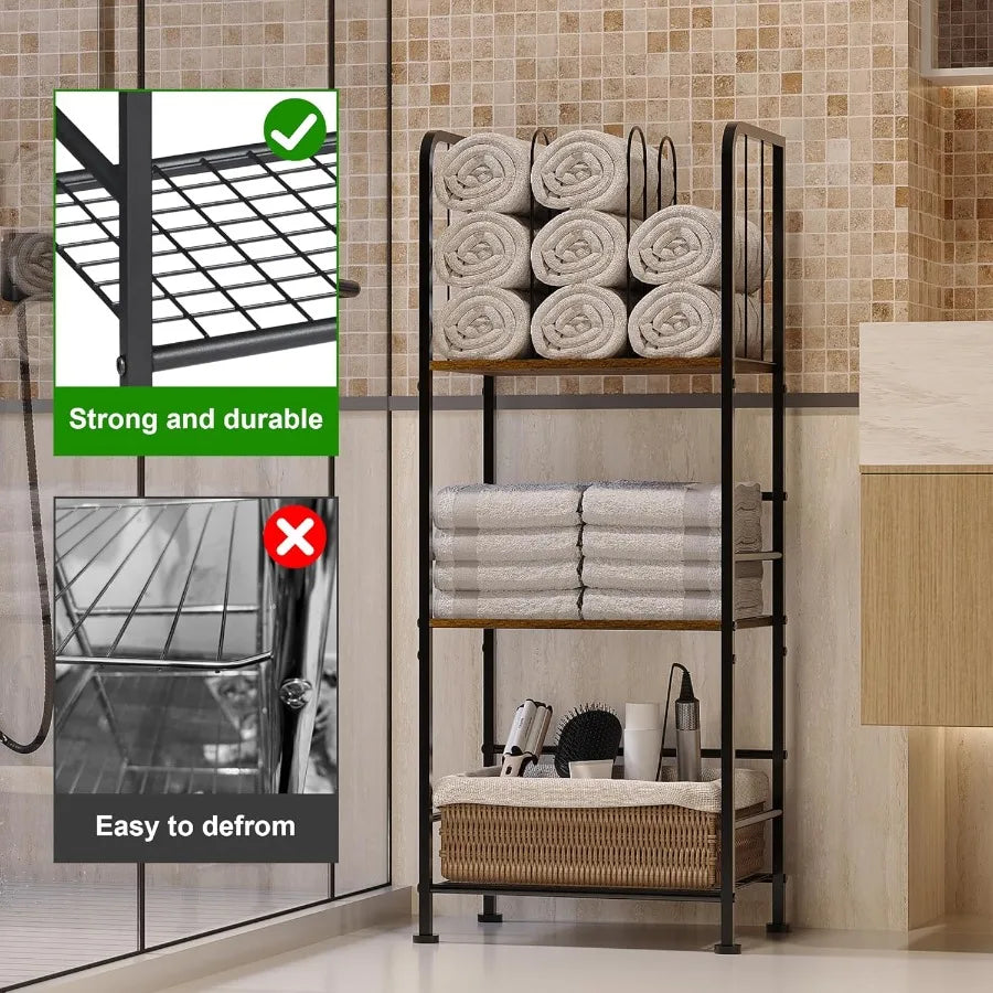 XIUWO Free Standing 3-Tier M-Shaped Towel Rack With Detachable Dividers