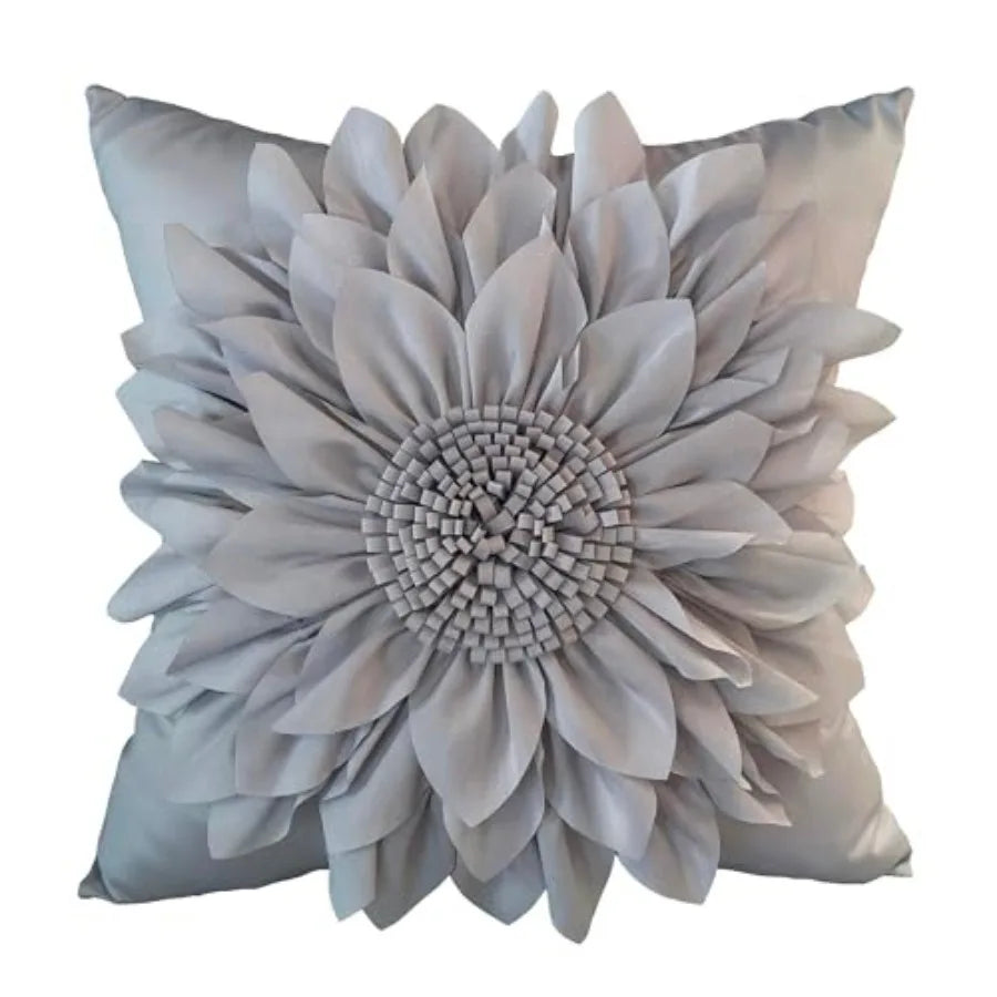 3D Sunflower Decorative Throw Pillow Covers for Bed Sofa Couch Car, Accent Floral Taffeta Cushion Cover, Handmade Pillow Cases