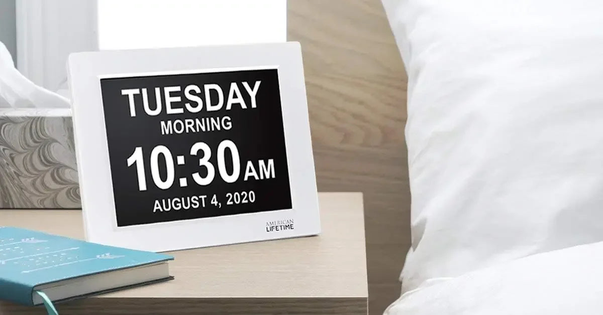 Dementia Clock Large Display For Seniors With Custom Alarms Day And Date