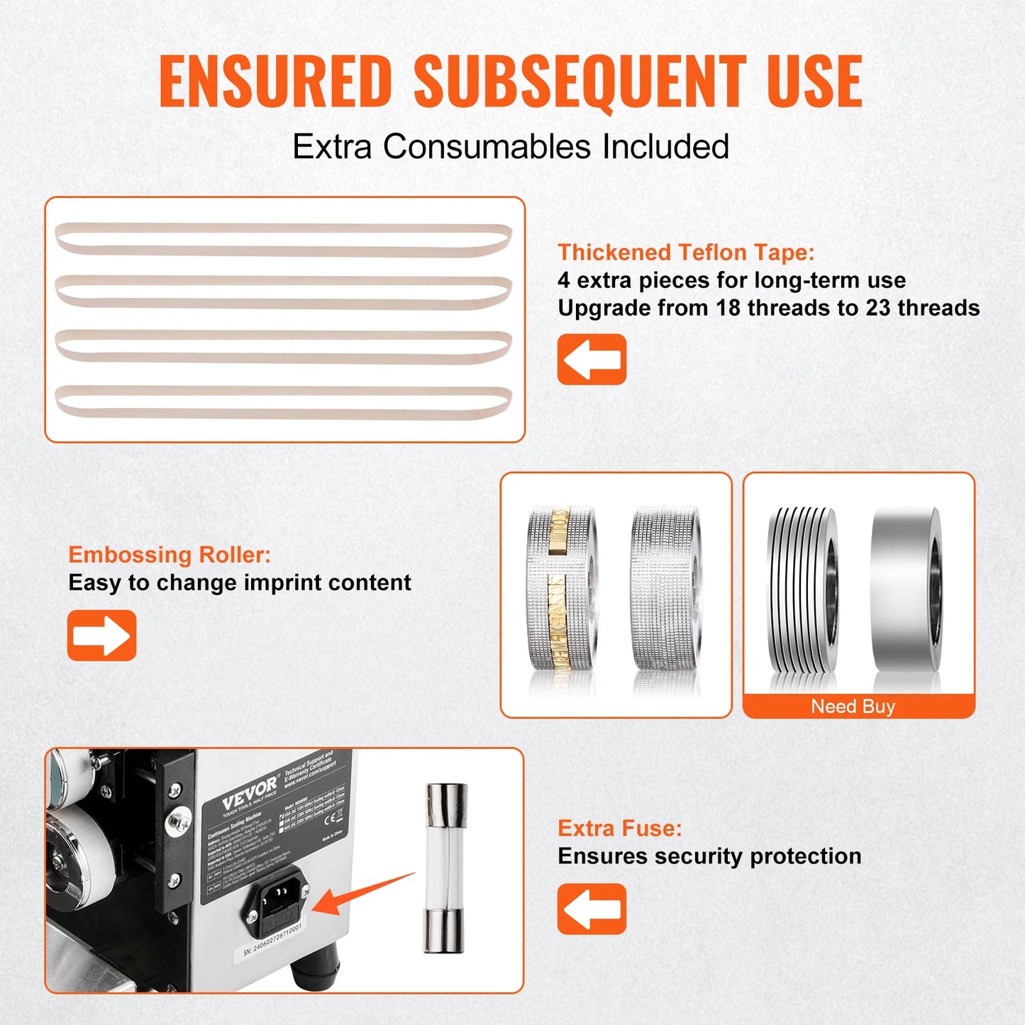 SucceBuy Horizontal Bag Sealing Machine for 0.02 to 0.8 mm Bags