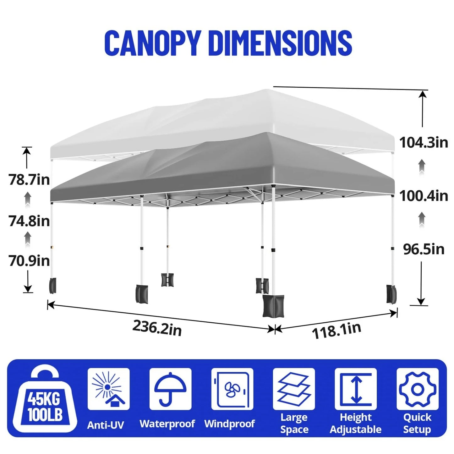 HiMISS Pop Up Canopy Tent With Removable Sidewalls Adjustable