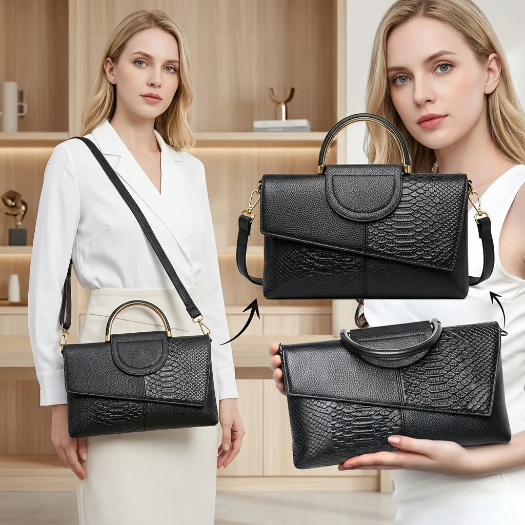Women's Crocodile Pattern Shoulder Crossbody Tote Bag For Elegant Occasions