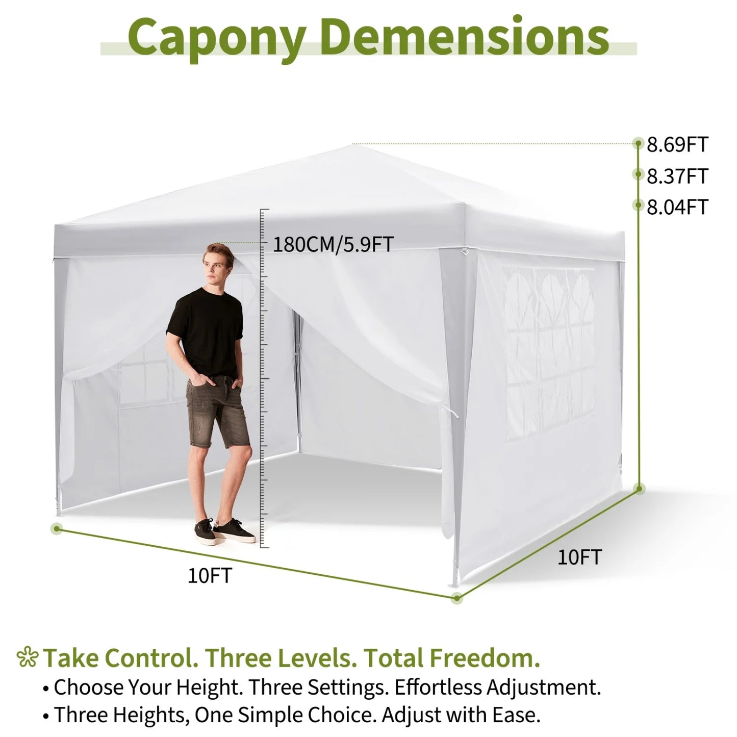 HiMISS Pop Up Canopy Tent With Removable Sidewalls Adjustable