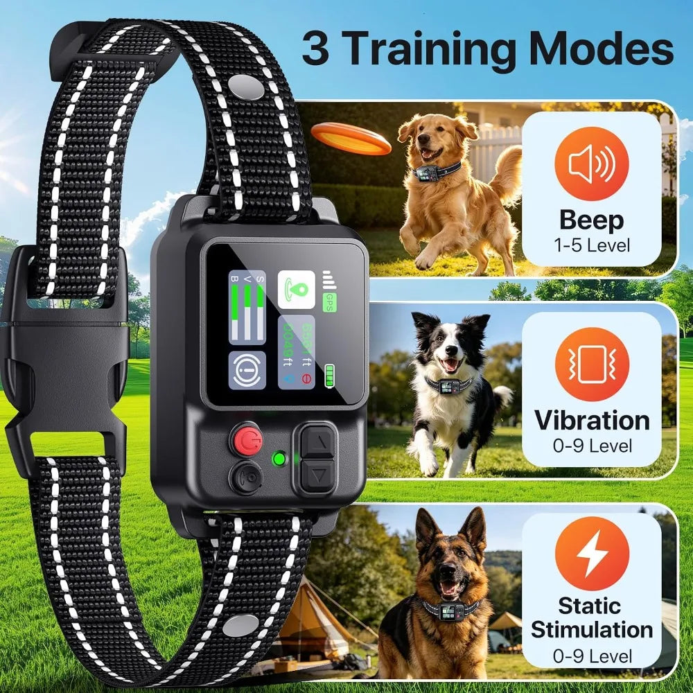 GPS Wireless Dog Collar Fence System Waterproof Rechargeable Pet Containment
