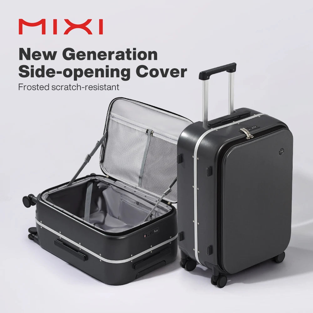 Mixi Front Opening Aluminum Frame Rolling Luggage Carry On Suitcase