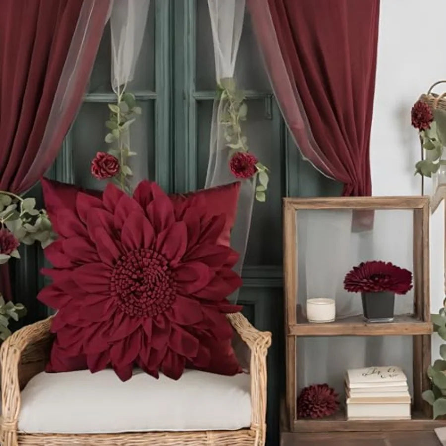 3D Sunflower Decorative Throw Pillow Covers for Bed Sofa Couch Car, Accent Floral Taffeta Cushion Cover, Handmade Pillow Cases