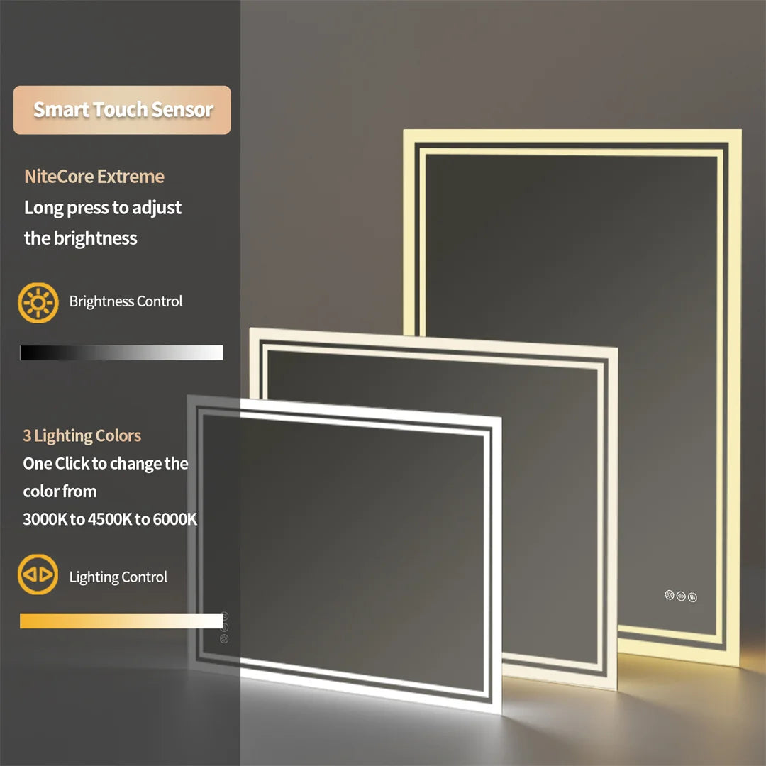 Luvodi Led Backlit Defog Bathroom Mirror With Dimmable Light