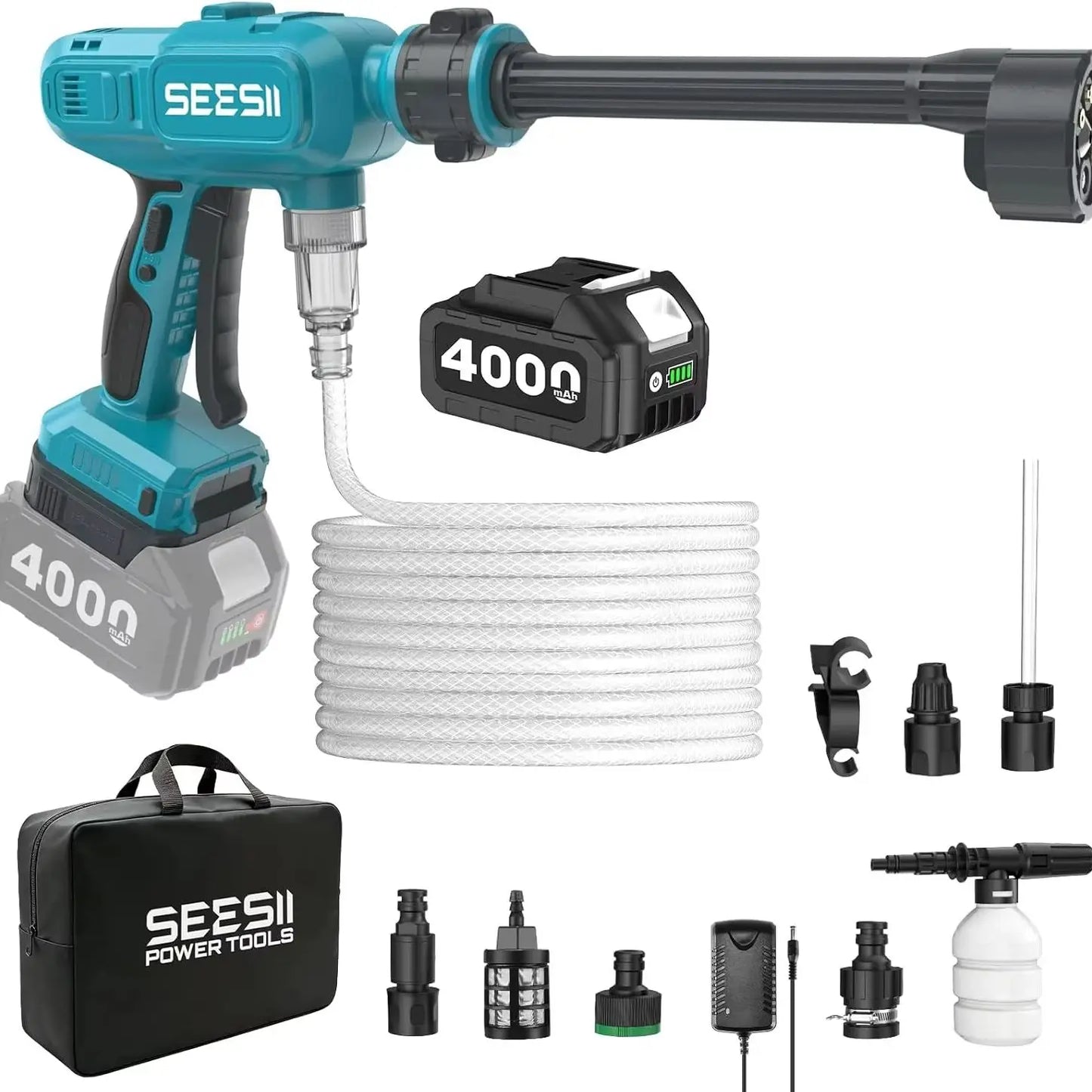 Seesii Cordless High Pressure Washer Gun With Adjustable Nozzle