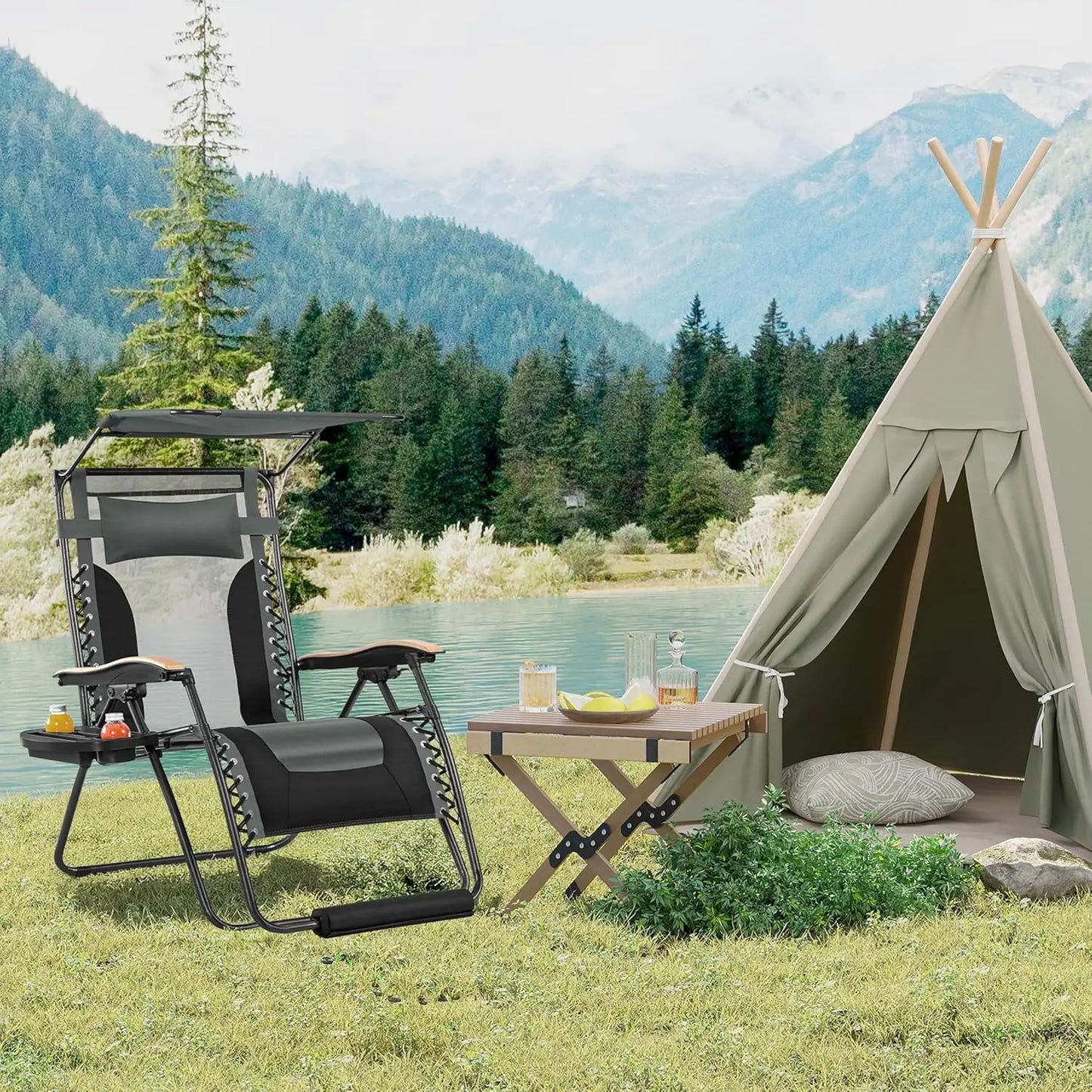 Zero Gravity Chair Adjustable Patio Recliner With Cup Holder And Padded Comfort