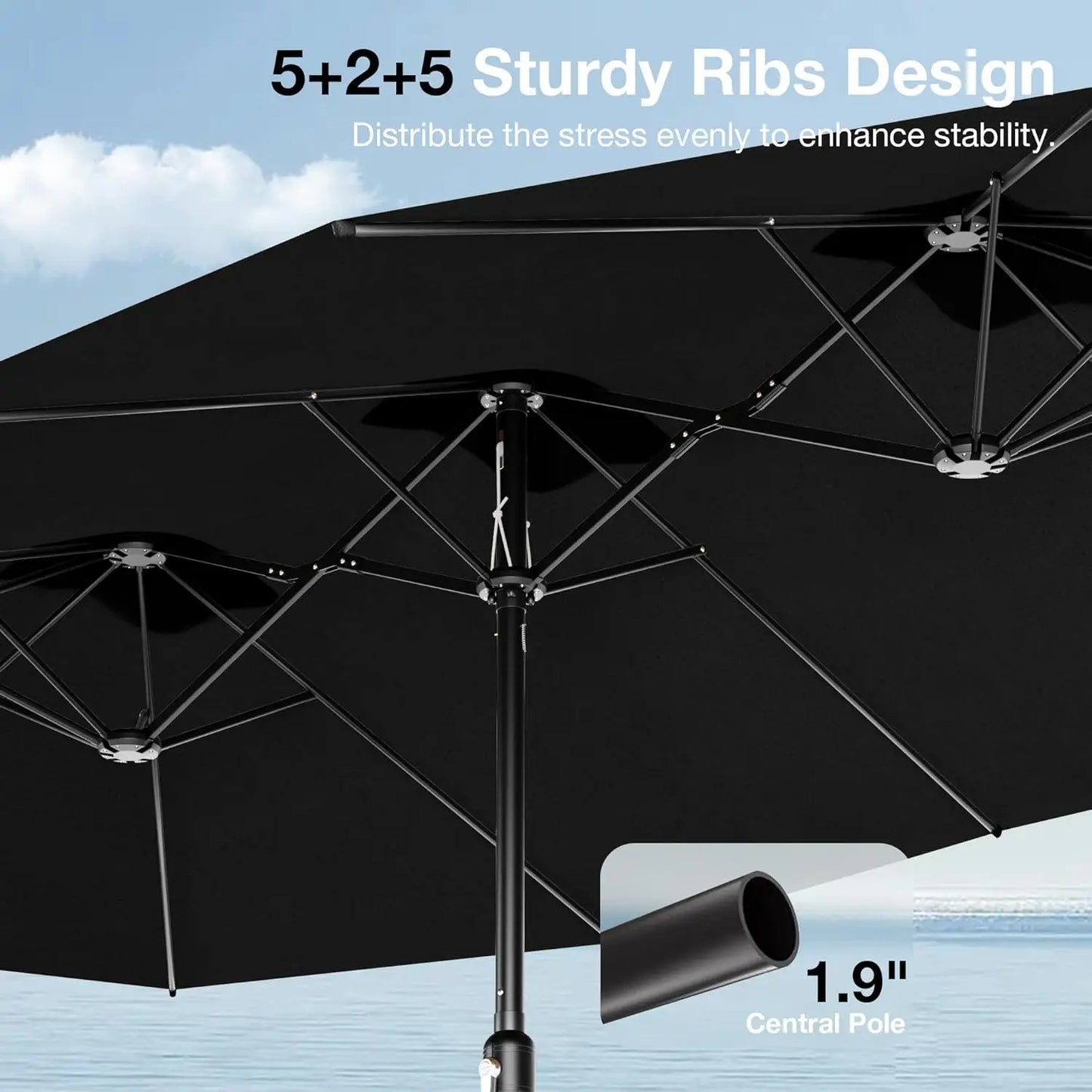 Rectangle Double Sided Patio Umbrella With Base Included And Crank