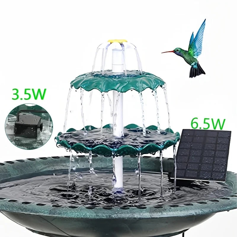 6.5W Solar Pump Bird Bath Fountain With Detachable Design