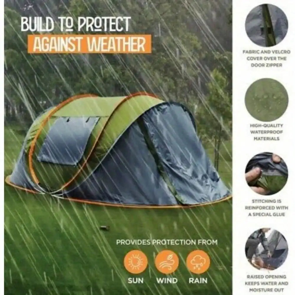 Easy Pop Up Camping Tent With Two Doors Waterproof UPF50