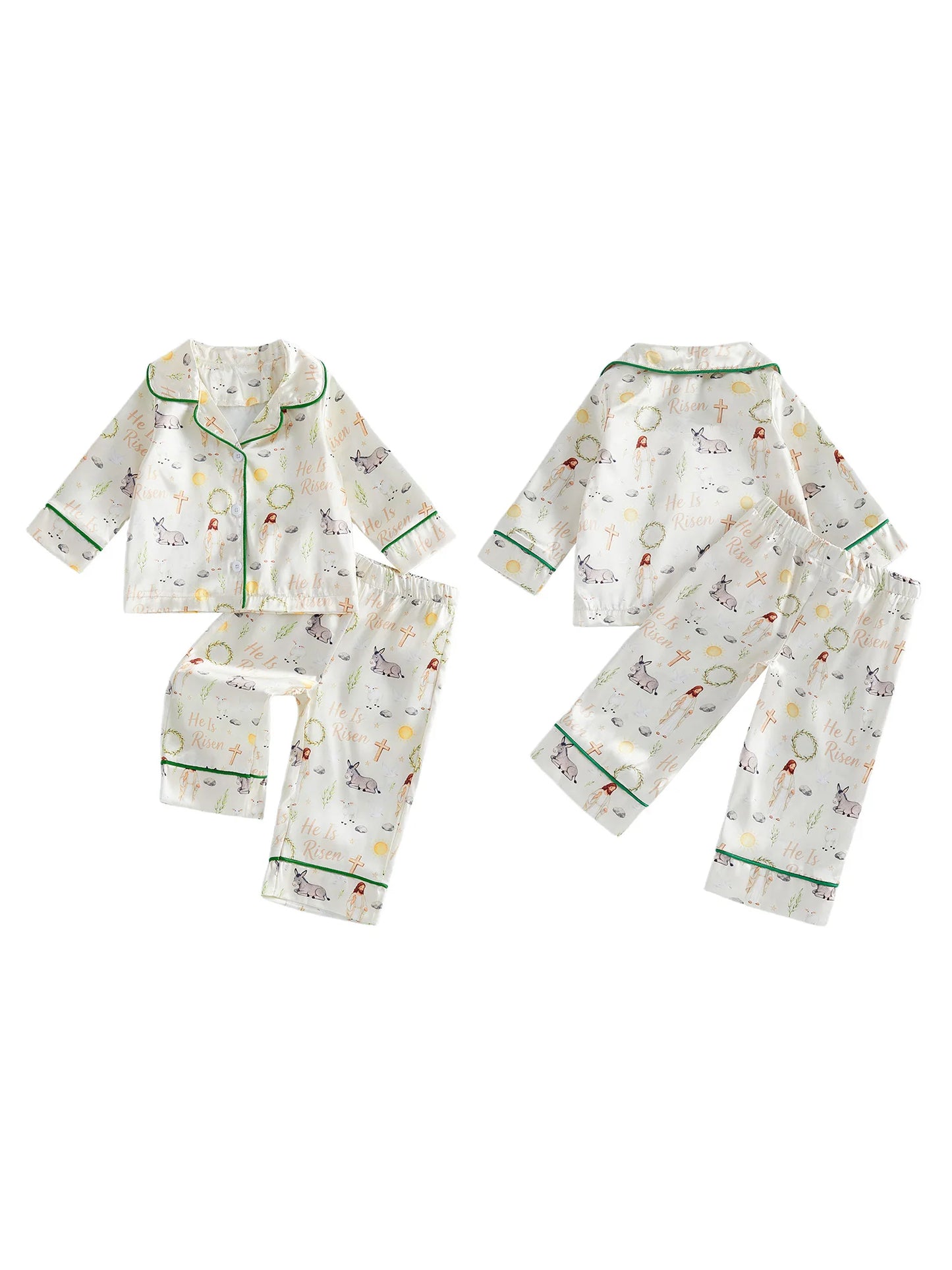 Easter Bunny Toddler Girls Pajamas Set Jesus Donkey Print