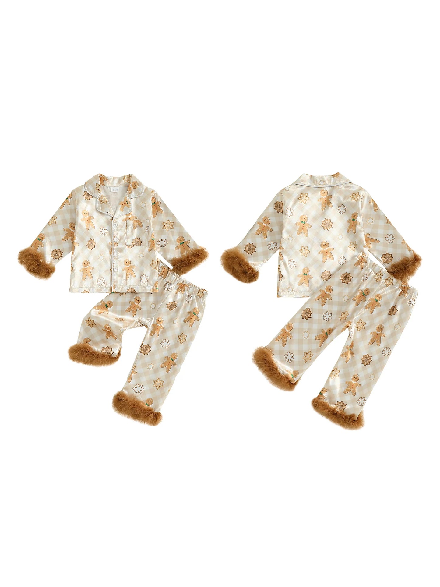 Kids Christmas Pajama Set 2 Piece Button Down Top And Pants