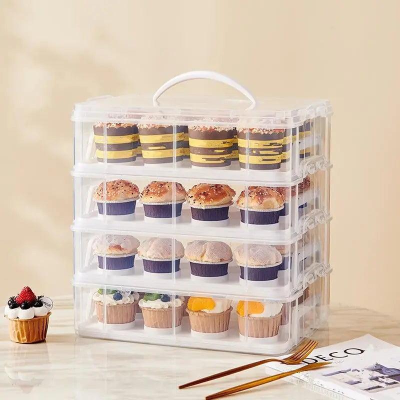 Bymaocar Four Tier Stacking Cupcake Carrier For Desserts