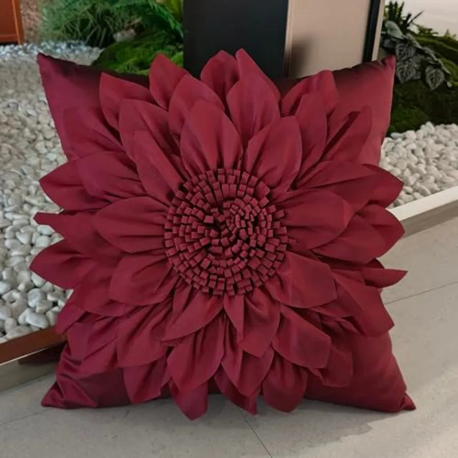 3D Sunflower Decorative Throw Pillow Covers for Bed Sofa Couch Car, Accent Floral Taffeta Cushion Cover, Handmade Pillow Cases