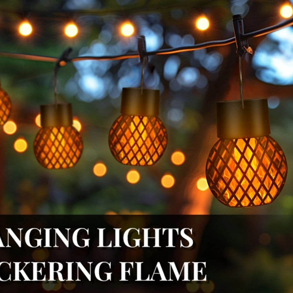 APWIKOGER 4Pc Solar Lanterns Patio Flickering Flame LED Hanging Lights
