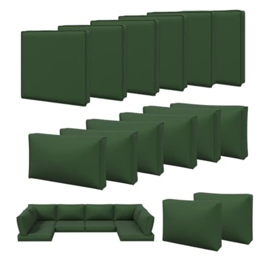 14pcs Patio Cushion Covers Replacement, Waterproof Outdoor Furniture Cushion Covers with Zipper and Non-Slip Bottom, Patio Sofa