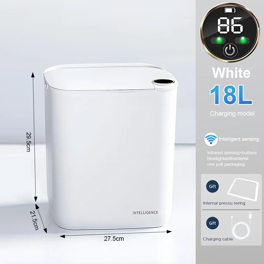 Smart Sensor Trash Can With Display Type C Recharging