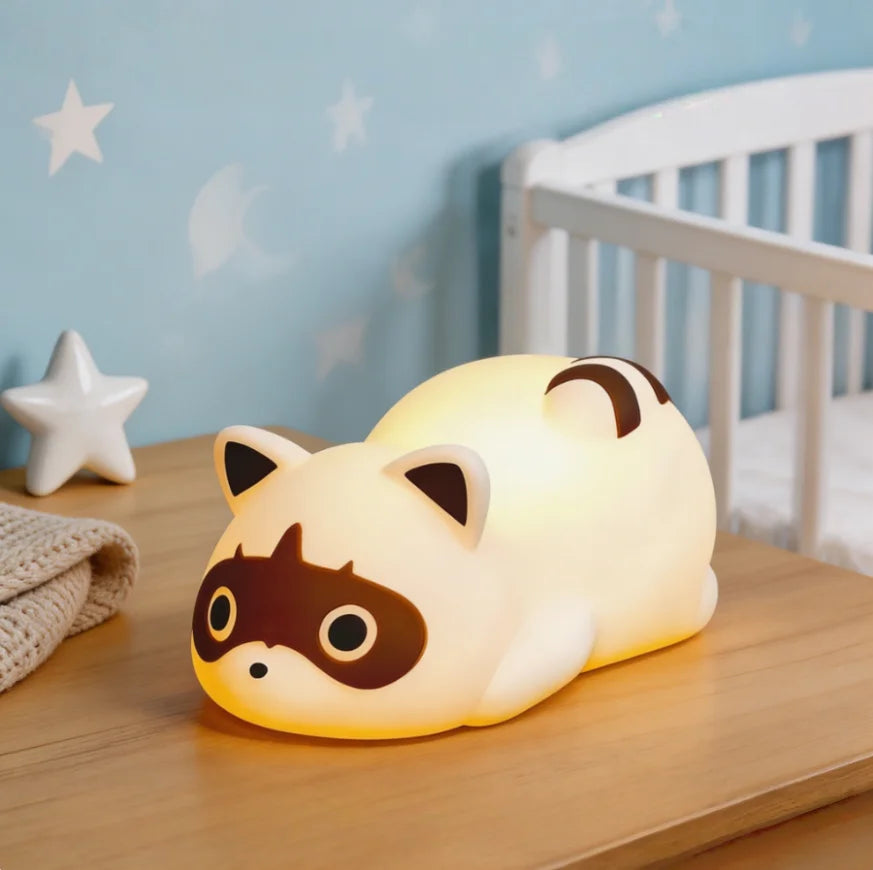 Portable Silicone Raccoon Night Light With Touch Control