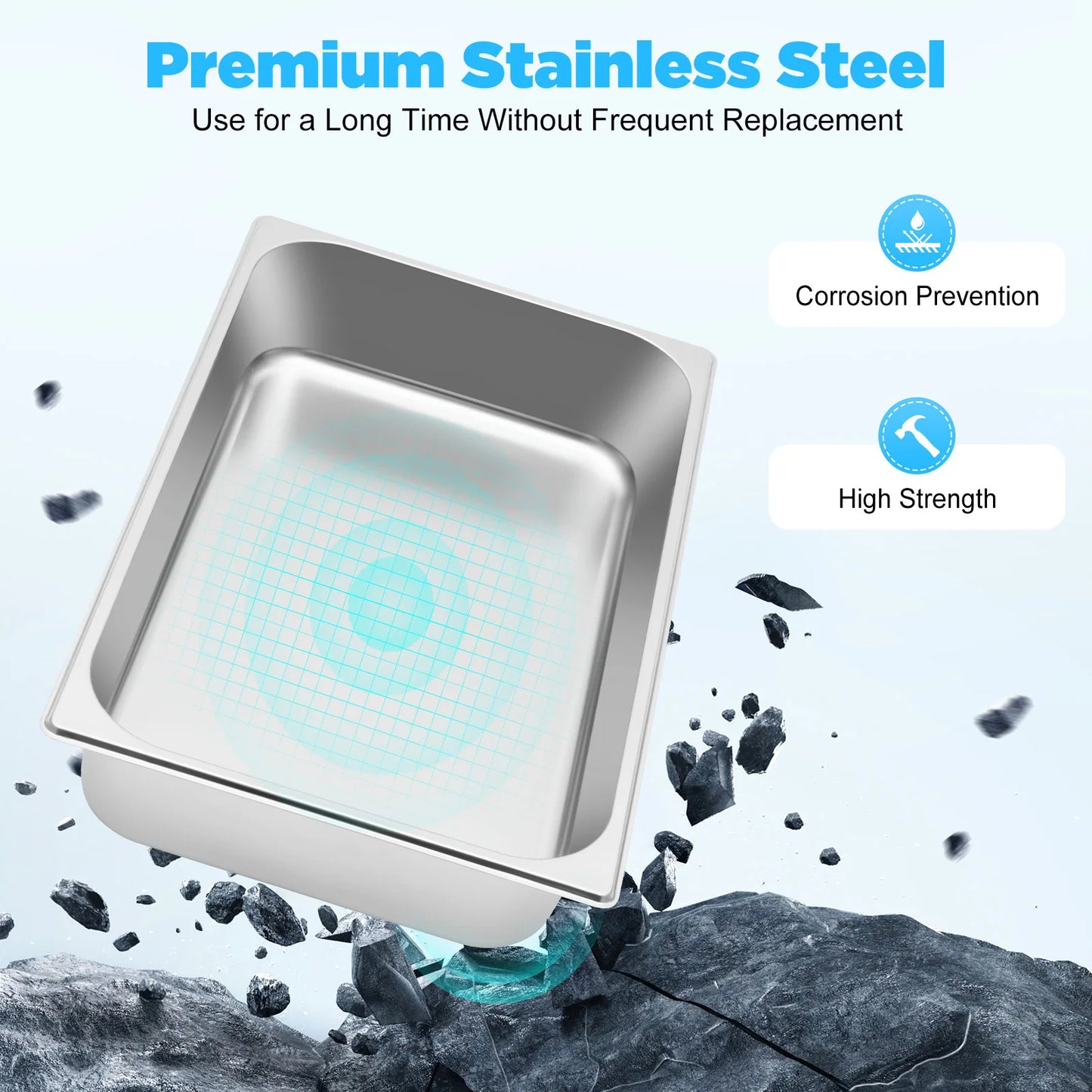 Stainless Steel Table Pans With Lids 4 Pack For Buffet Chafing Dishes