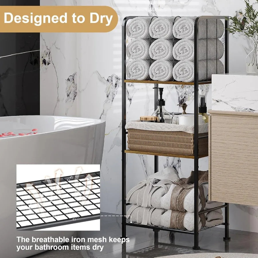 XIUWO Free Standing 3-Tier M-Shaped Towel Rack With Detachable Dividers