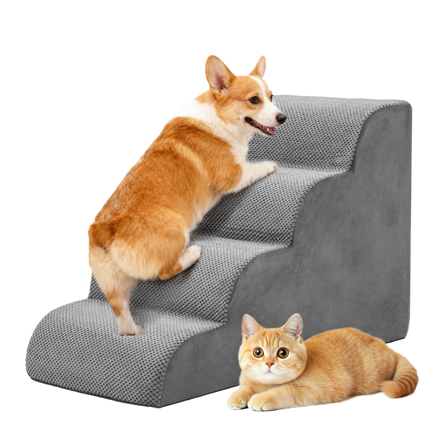 Jhk Premium Curved High Density Foam Pet Dog Stair Ramp