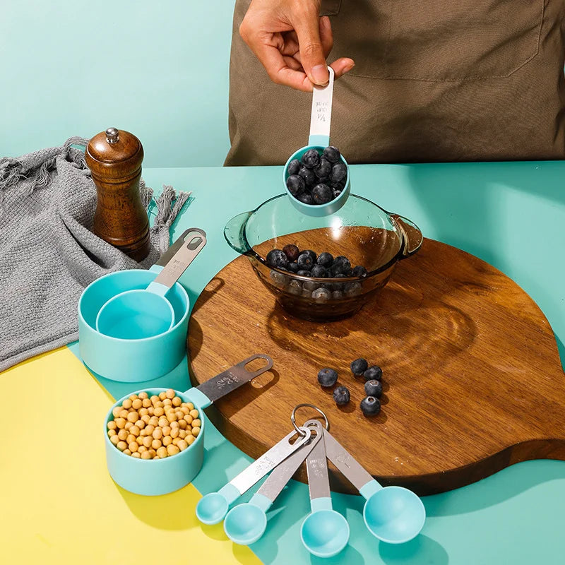 8 Piece Nesting Stackable Measuring Cups and Spoons Set