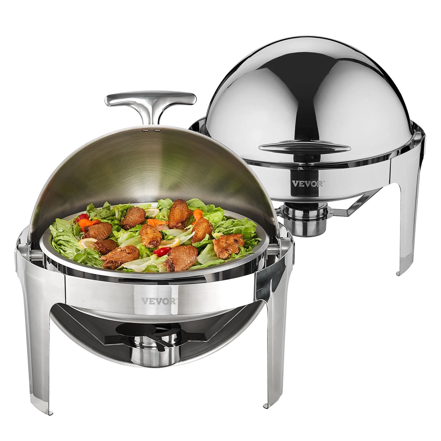 SucceBuy Roll Top Chafing Dish Buffet Set 2 Pack Stainless Steel Chafer