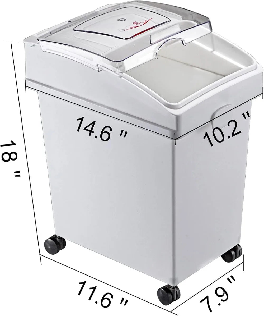 Ingredient Storage Bin With Wheels Sliding Lid Scoop 3-Piece Set