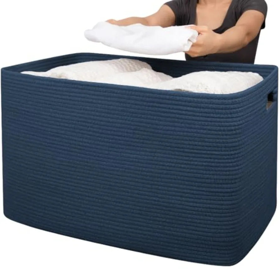 118L XXXLarge Cotton Rope Storage Basket, Oversized Blanket Basket, Used for Organizing Dirty Clothes in Living Room, Bedroom,