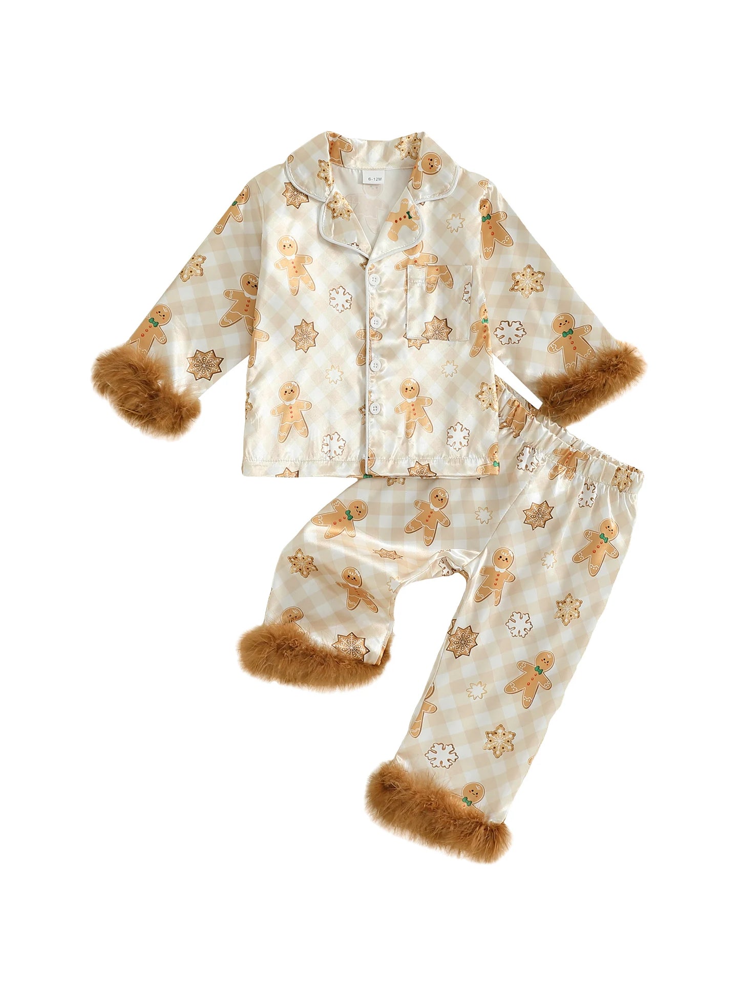 Kids Christmas Pajama Set 2 Piece Button Down Top And Pants
