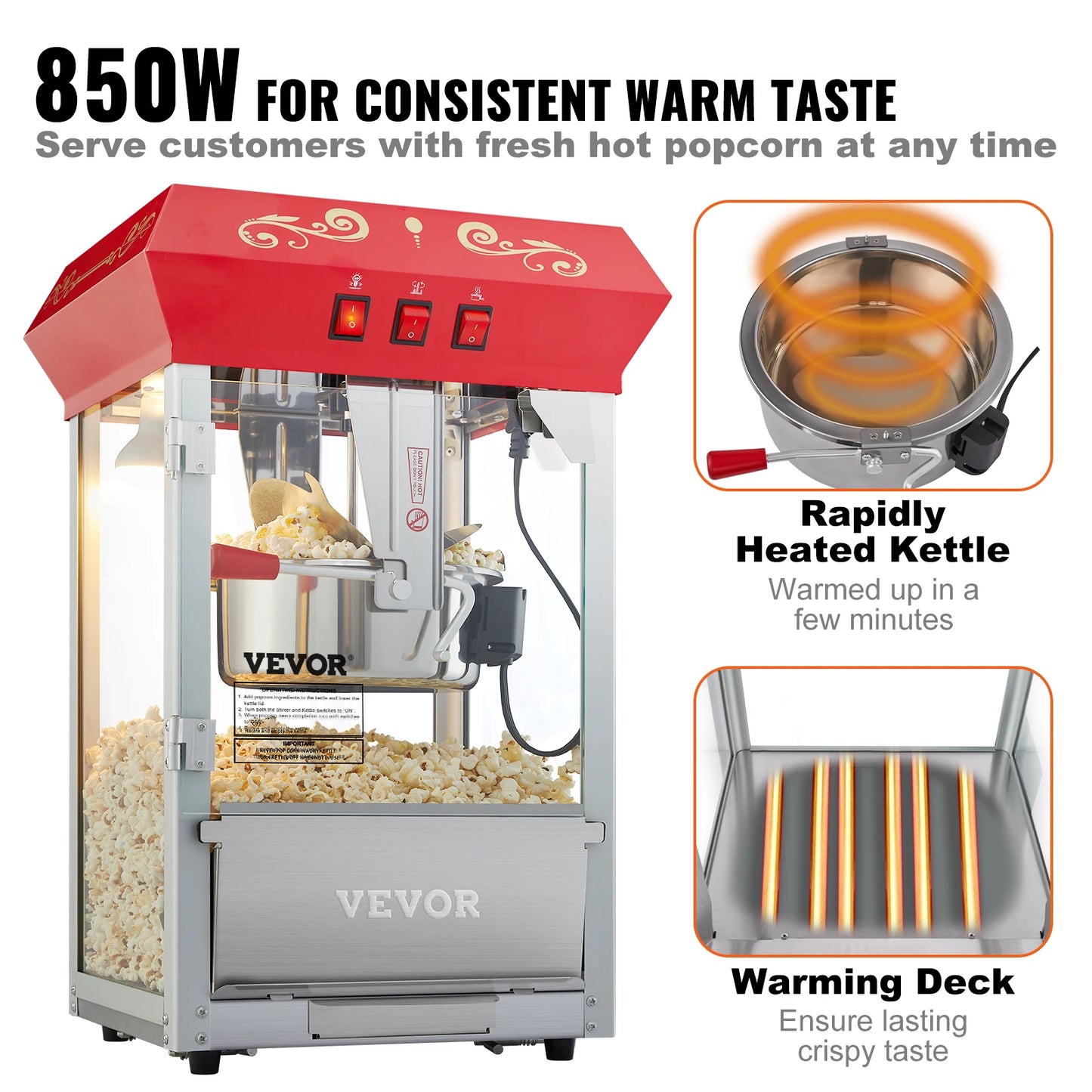 Succebuy Electric Popcorn Maker Commercial Popper Machine With Scoop Spoon