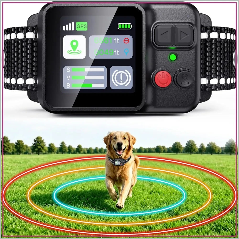 GPS Wireless Dog Collar Fence System Waterproof Rechargeable Pet Containment