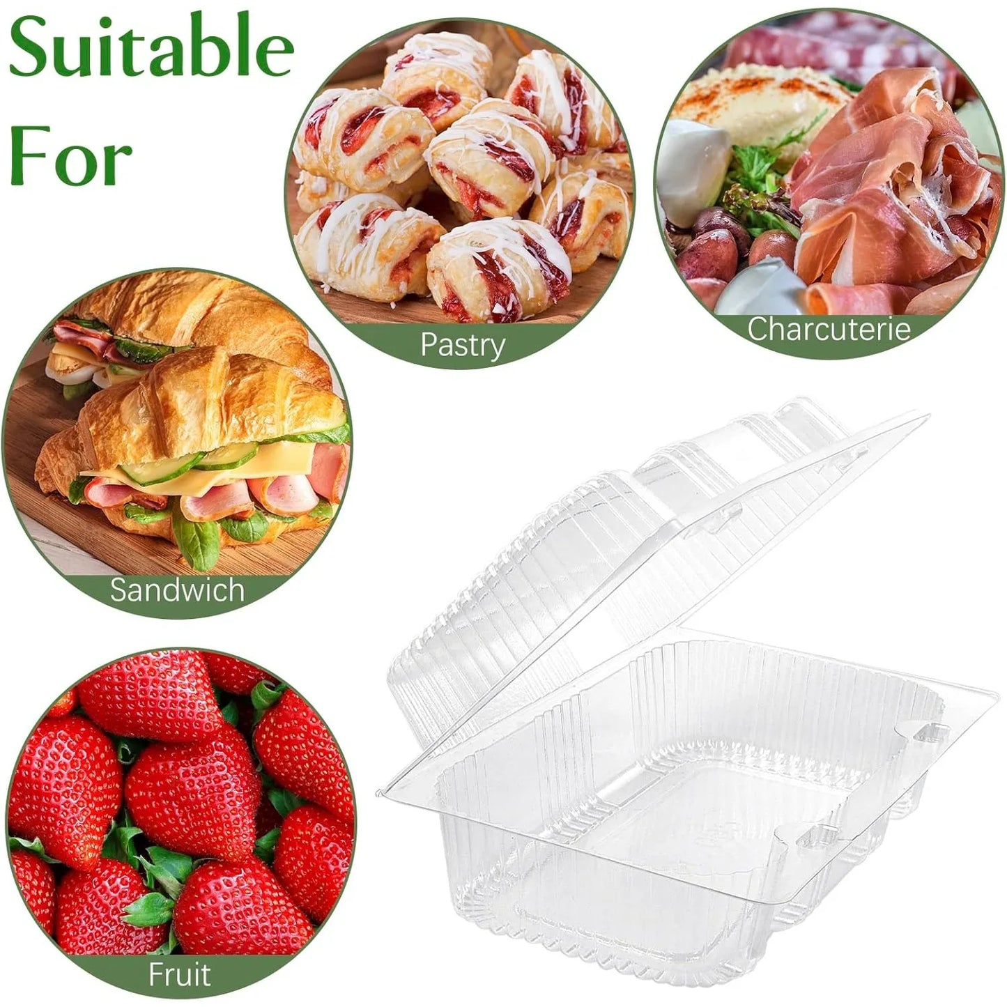 High Quality Plastic Clamshell Hinged Takeout Food Containers